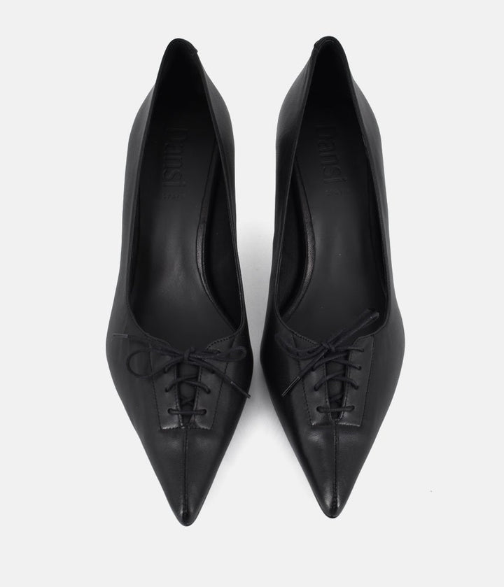 Dansi Stylish Leather Heels - Black