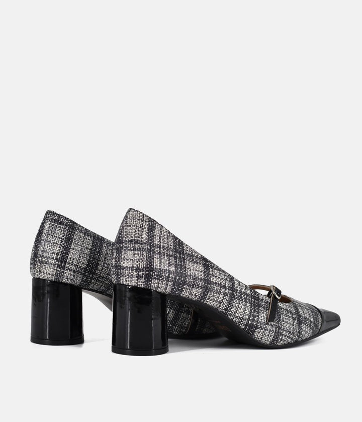 Dansi Chic Tweed Mary Jane Block Heels - Black