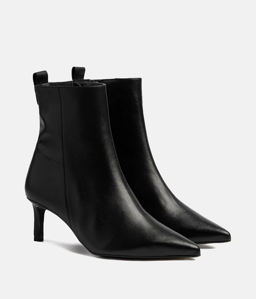 Dansi Versatile Leather Stiletto Ankle Boots - Black