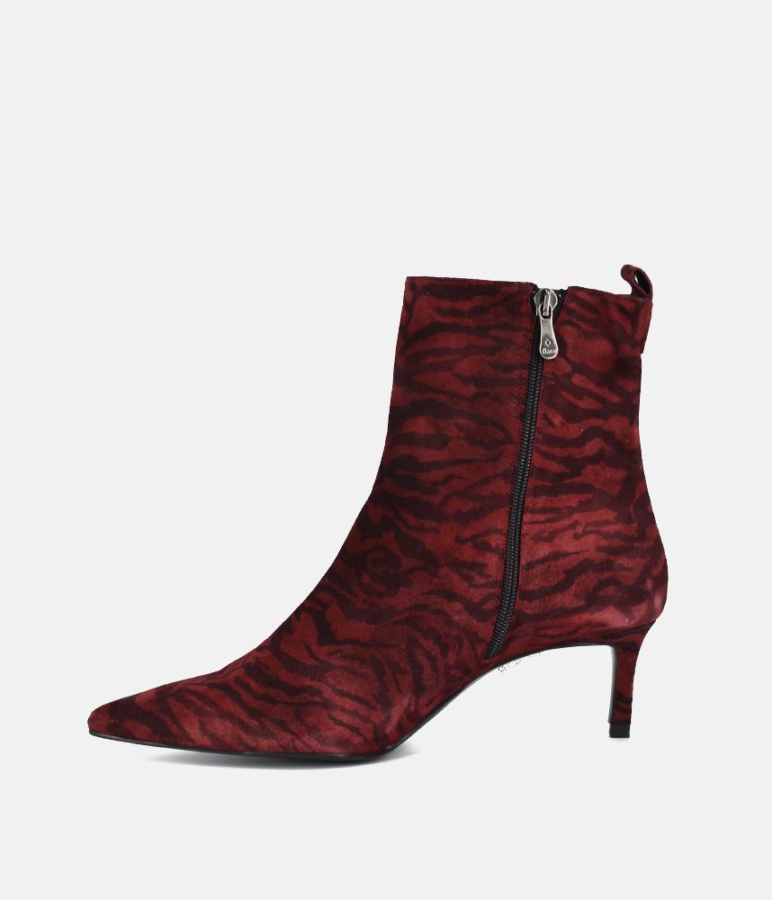 Dansi Striking Stiletto Ankle Boots - Cherry Zebra