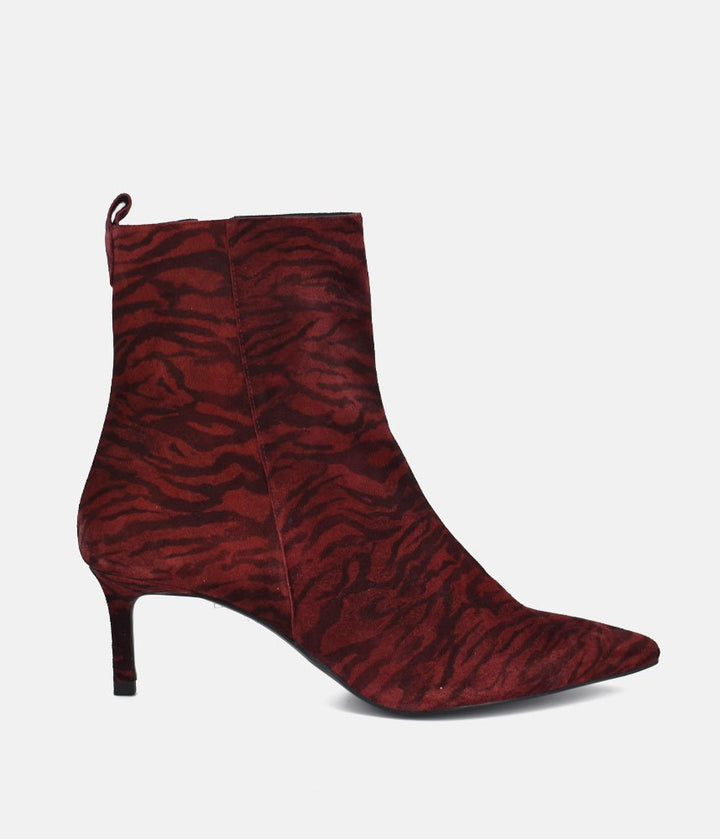Dansi Striking Stiletto Ankle Boots - Cherry Zebra