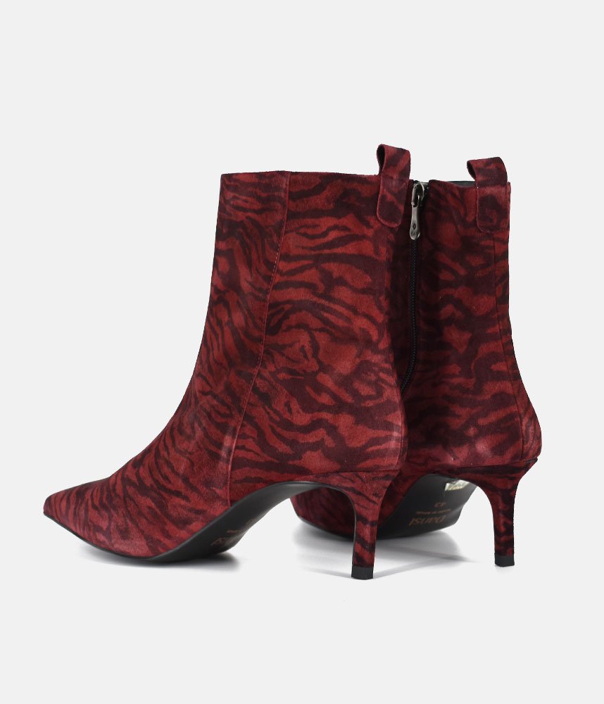 Dansi Striking Stiletto Ankle Boots - Cherry Zebra