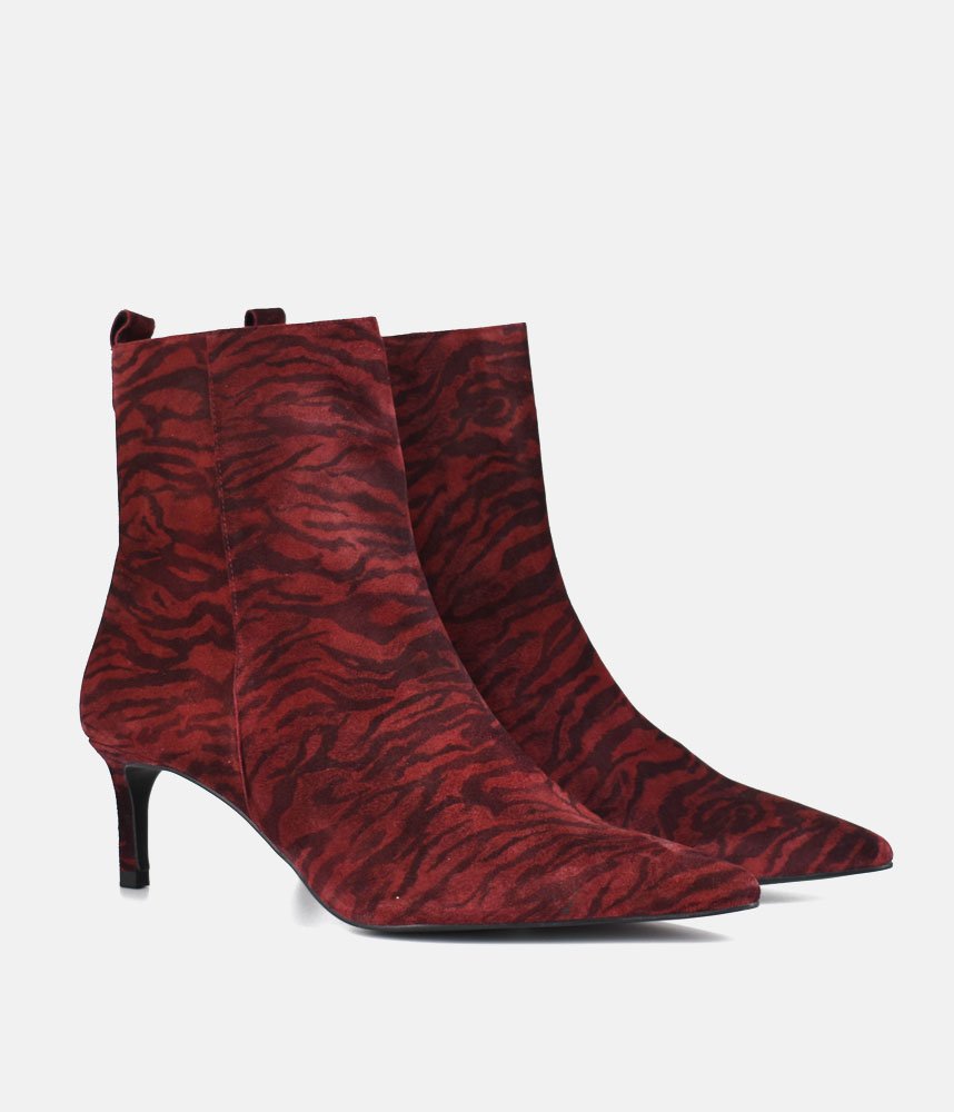 Dansi Striking Stiletto Ankle Boots - Cherry Zebra
