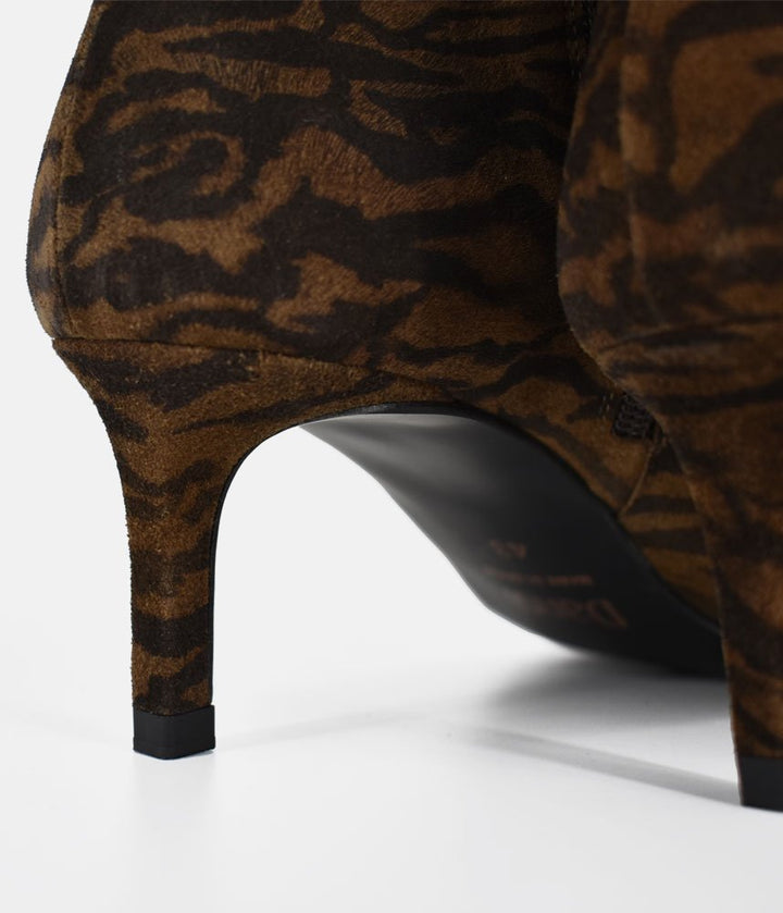 Dansi Striking Stiletto Ankle Boots - Brown Zebra