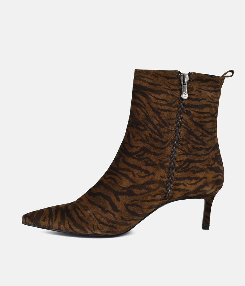 Dansi Striking Stiletto Ankle Boots - Brown Zebra
