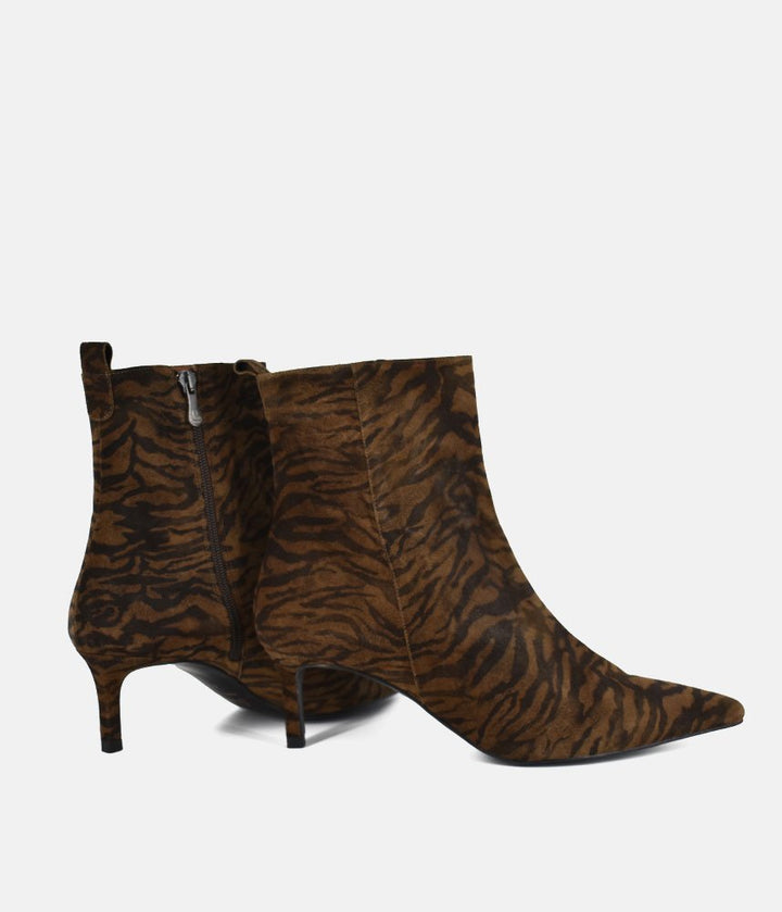 Dansi Striking Stiletto Ankle Boots - Brown Zebra