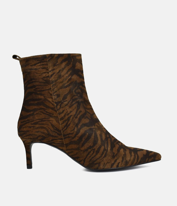 Dansi Striking Stiletto Ankle Boots - Brown Zebra