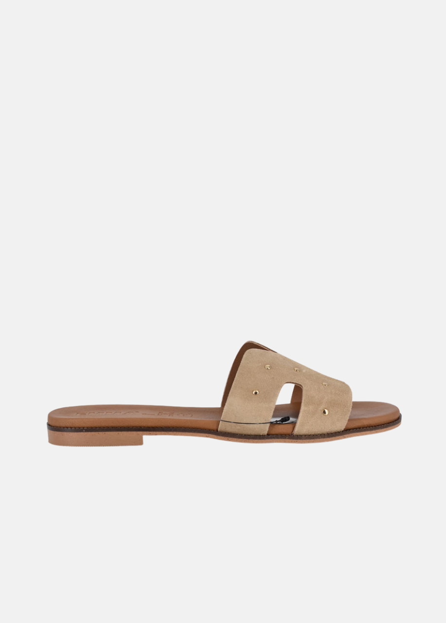 Gorgeous Hermes Inspired Suede Sandals - Taupe