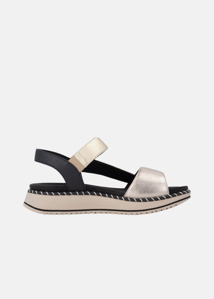 Remonte Metallic Platform Sandals - Gold & Python Leather