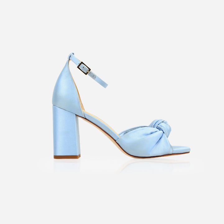 The Esther Heeled Sandal - Blue Satin