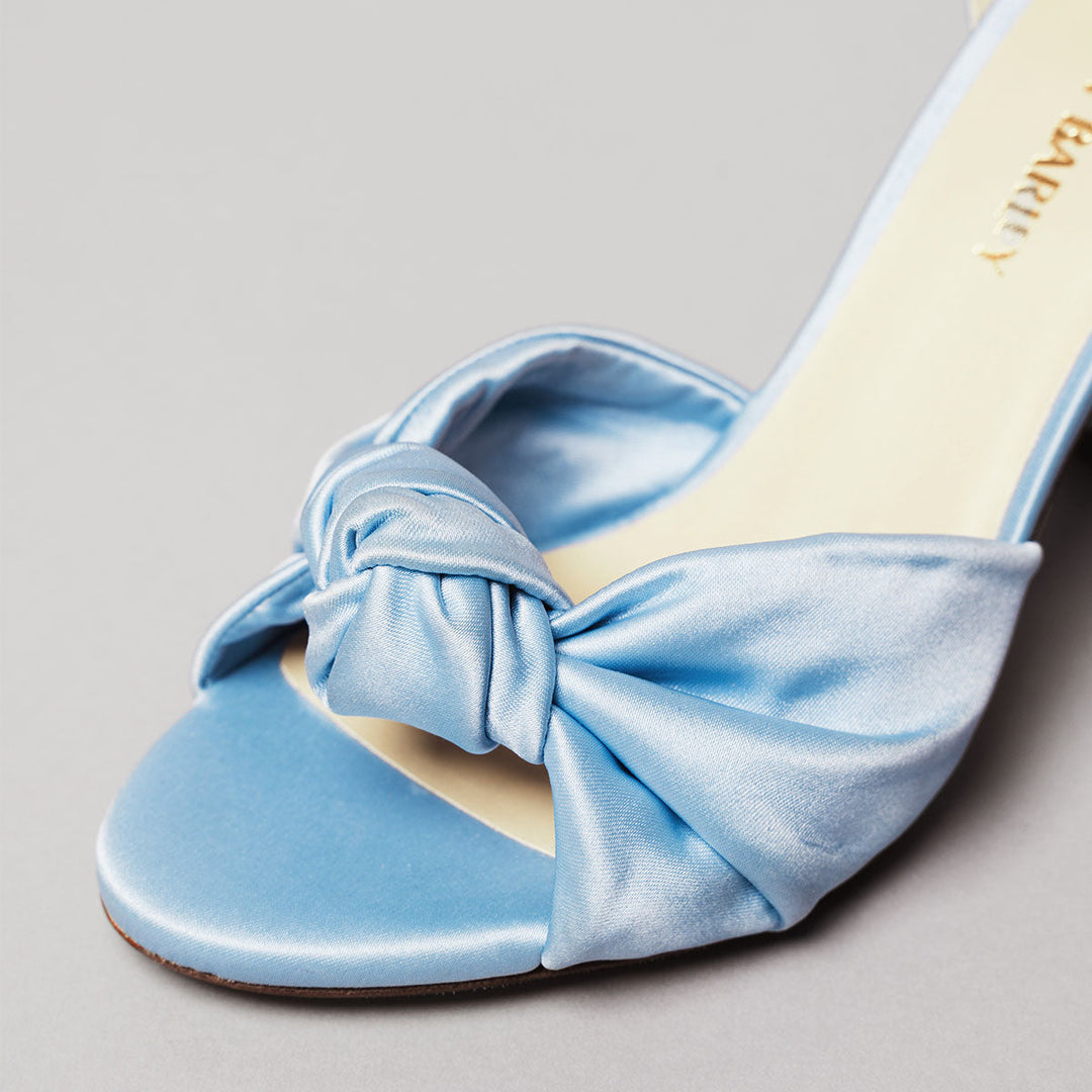 The Esther Heeled Sandal - Blue Satin