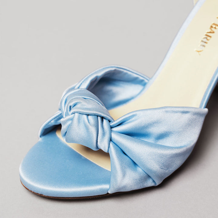 The Esther Heeled Sandal - Blue Satin