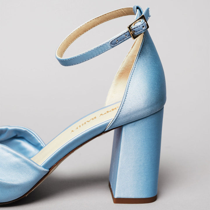 The Esther Heeled Sandal - Blue Satin