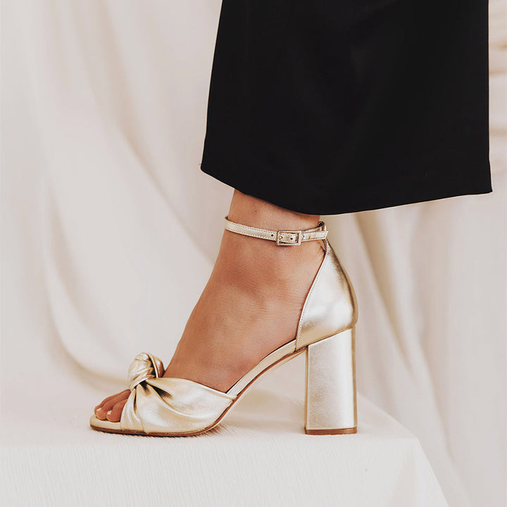 The Esther Heeled Sandal - Champagne