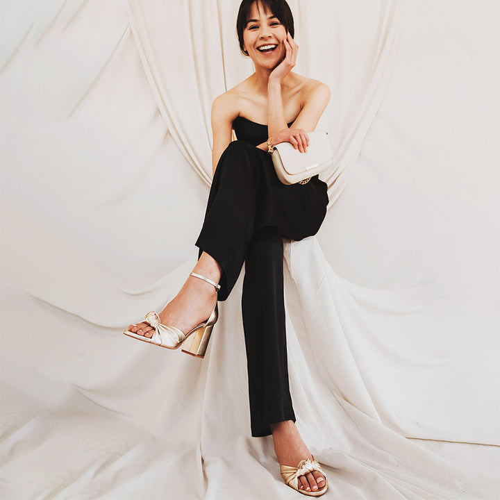 The Esther Heeled Sandal - Champagne
