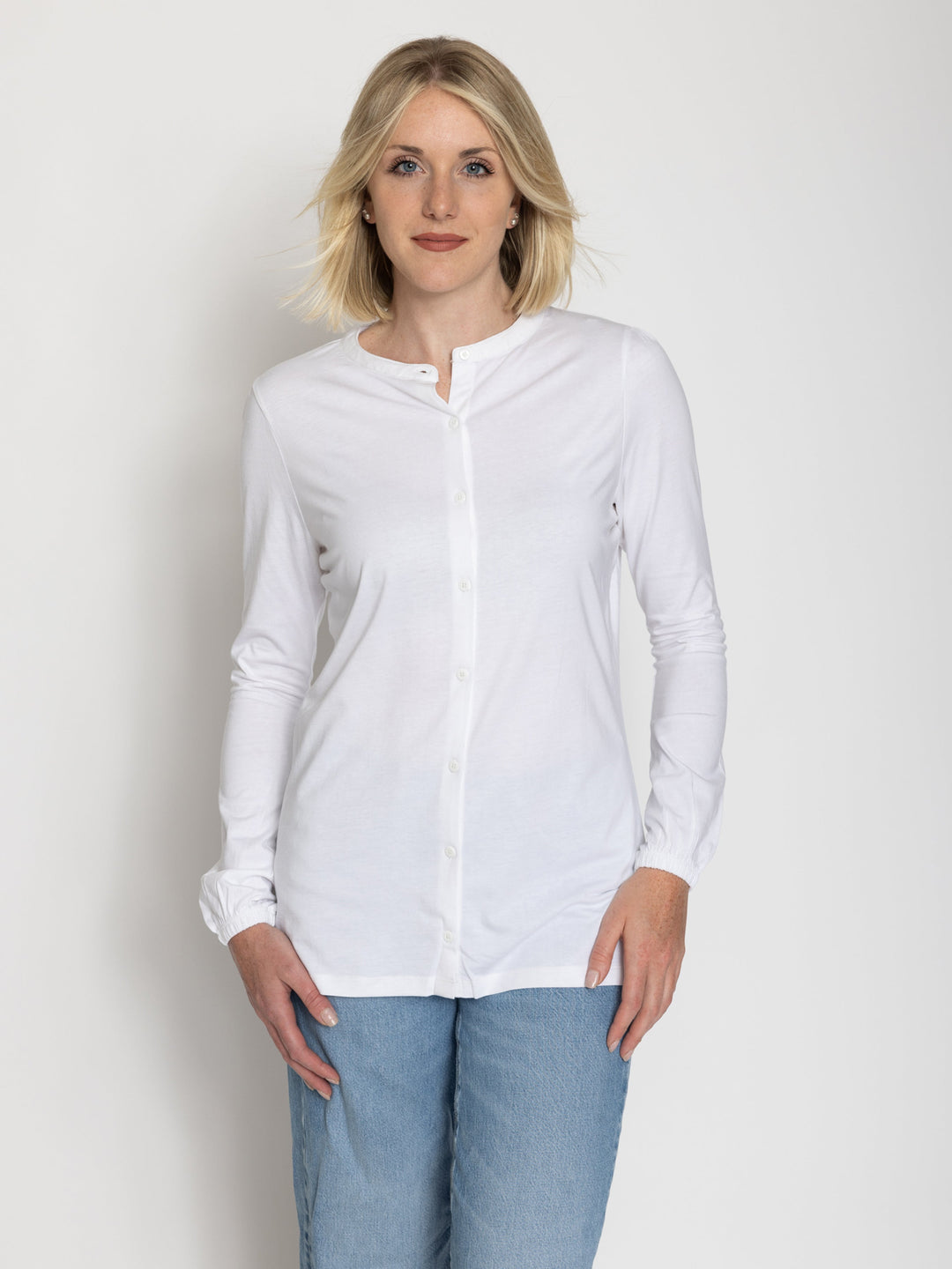 Tall Women’s Long Sleeve Collarless Jersey Shirt