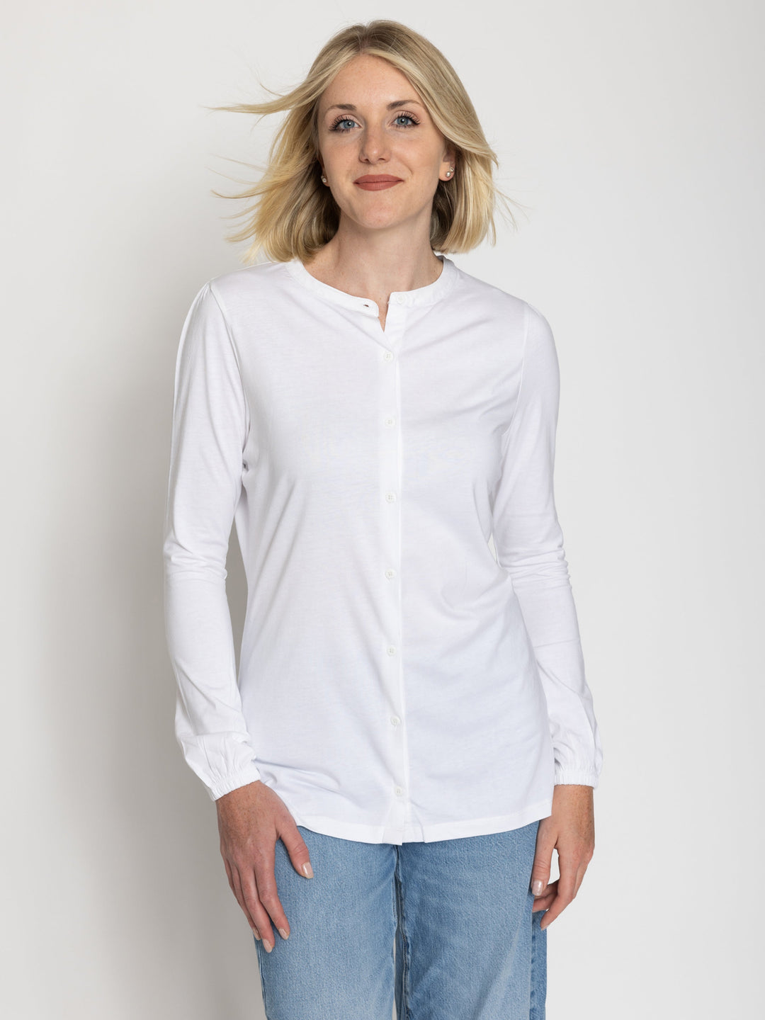 Tall Women’s Long Sleeve Collarless Jersey Shirt