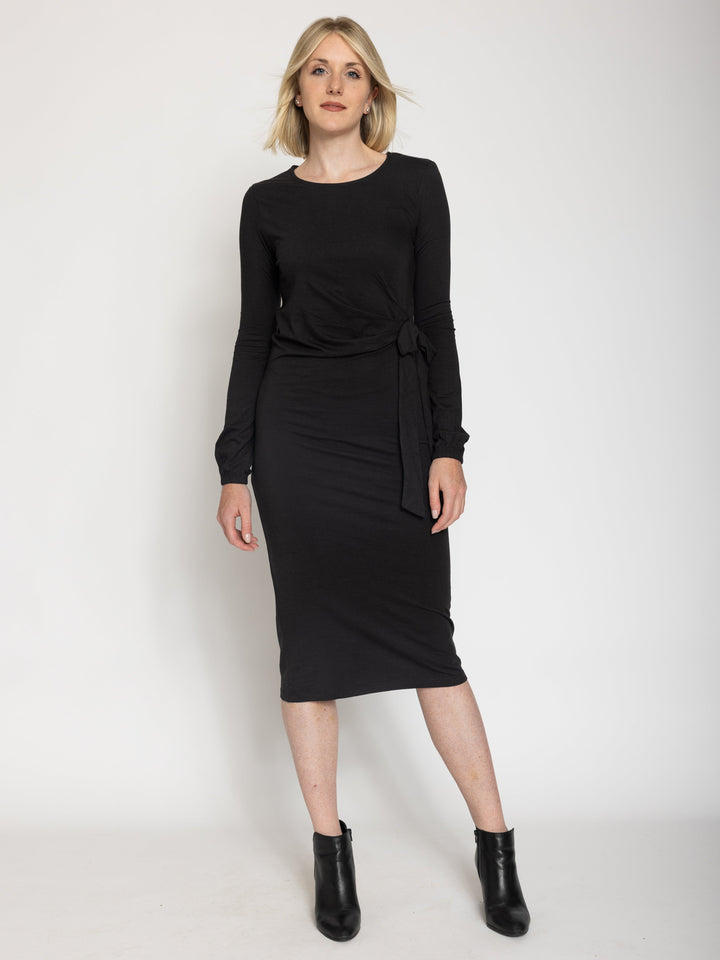 Side Tie Long Sleeve Jersey Dress for Tall Women