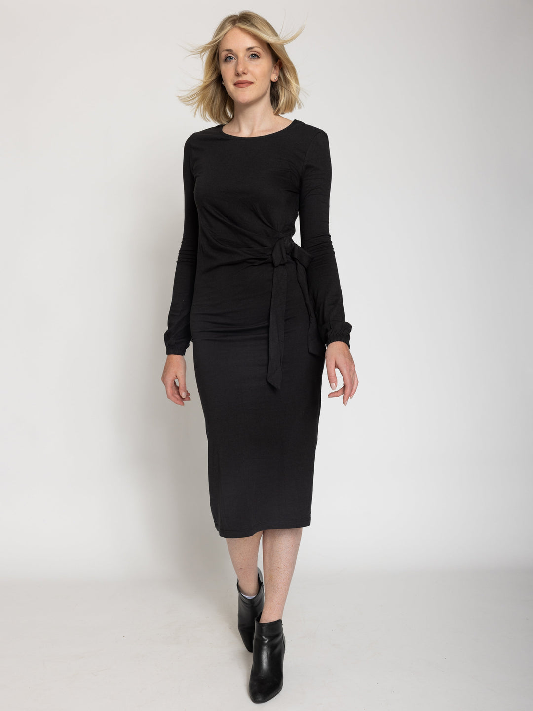 Side Tie Long Sleeve Jersey Dress for Tall Women