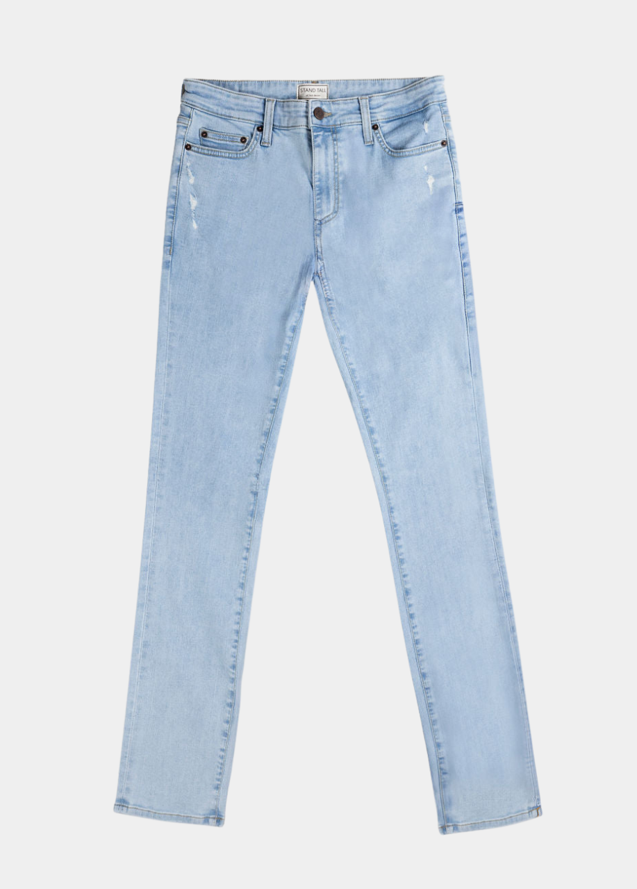 Stretchy Straight Jeans - Light Blue Wash