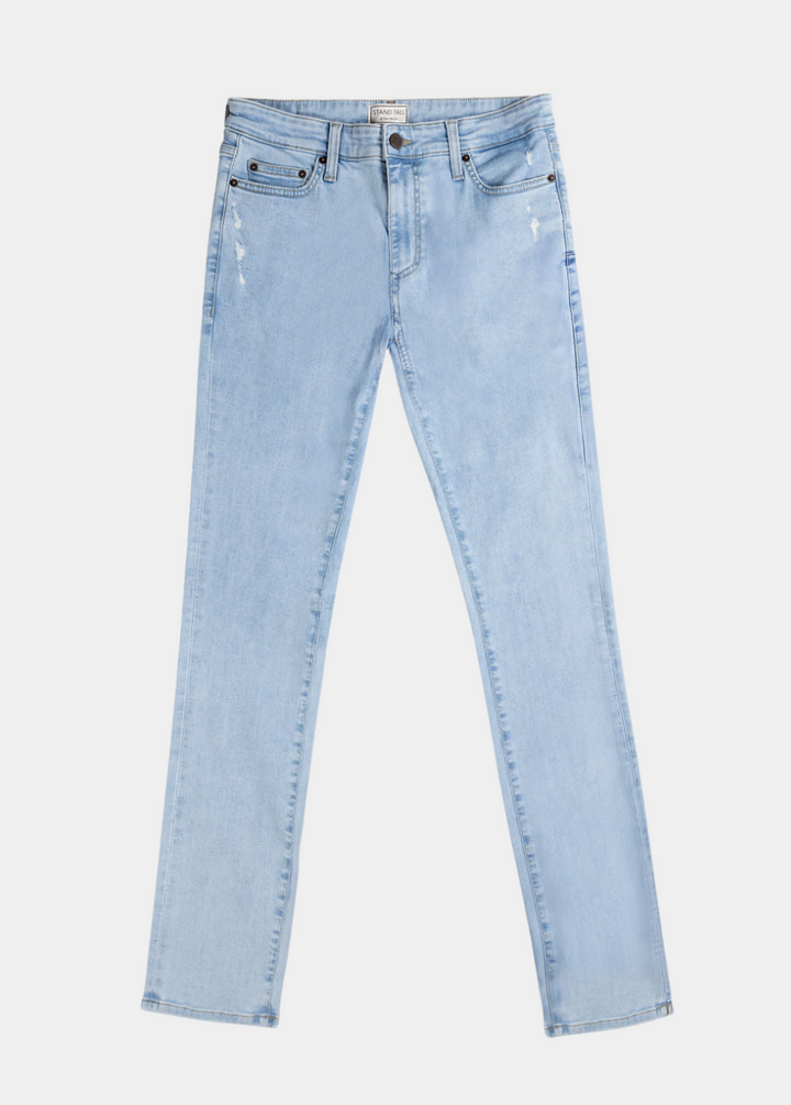 Stretchy Straight Jeans - Light Blue Wash