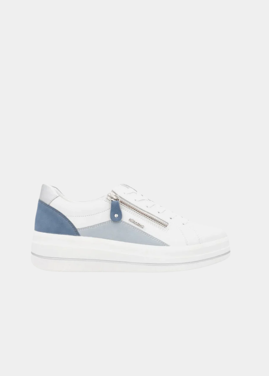Remonte Pretty White/Blue Wedge Sneaker
