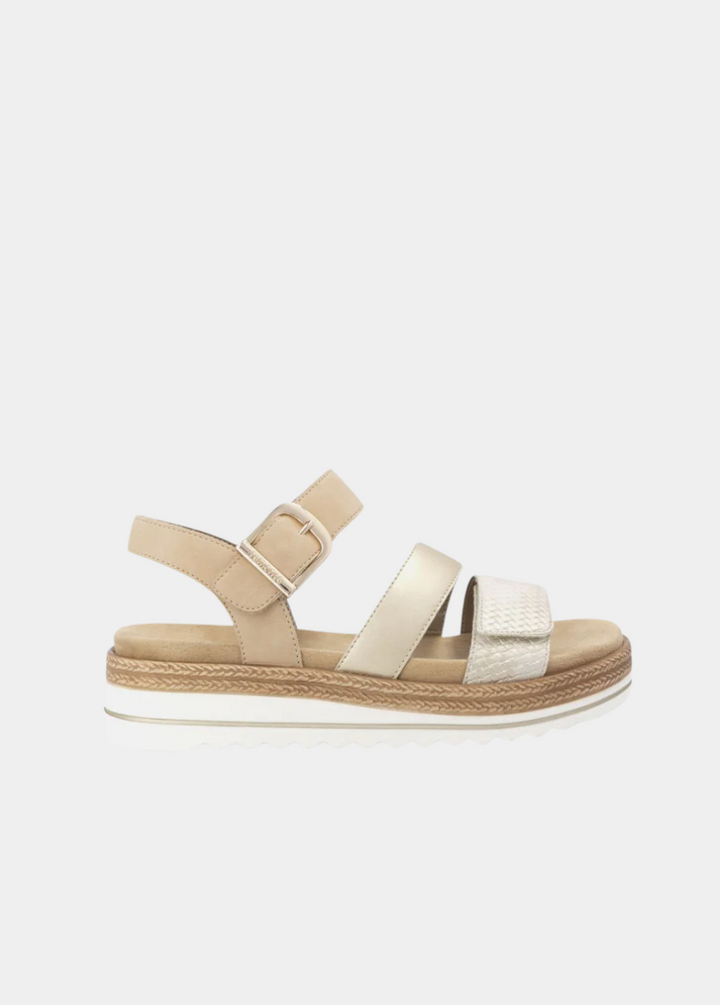 Remonte Gorgeous Beige/Gold Vegan Wedge Sandals
