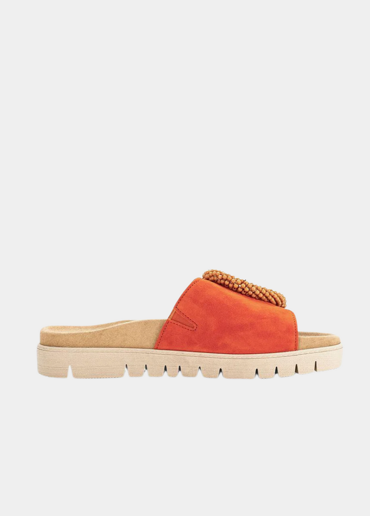 Gabor Stylish Pumpkin Orange Suede Mule Sandals