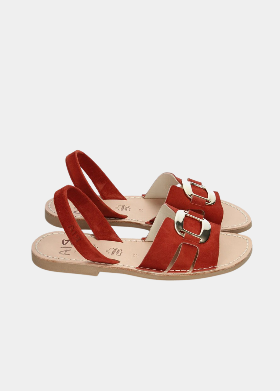 Ria Chic Red Suede Sandals
