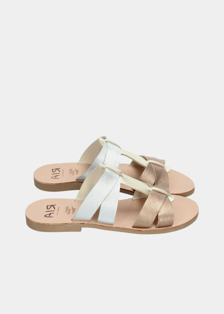 Ria Stunning Metallic Combi Leather Sandals