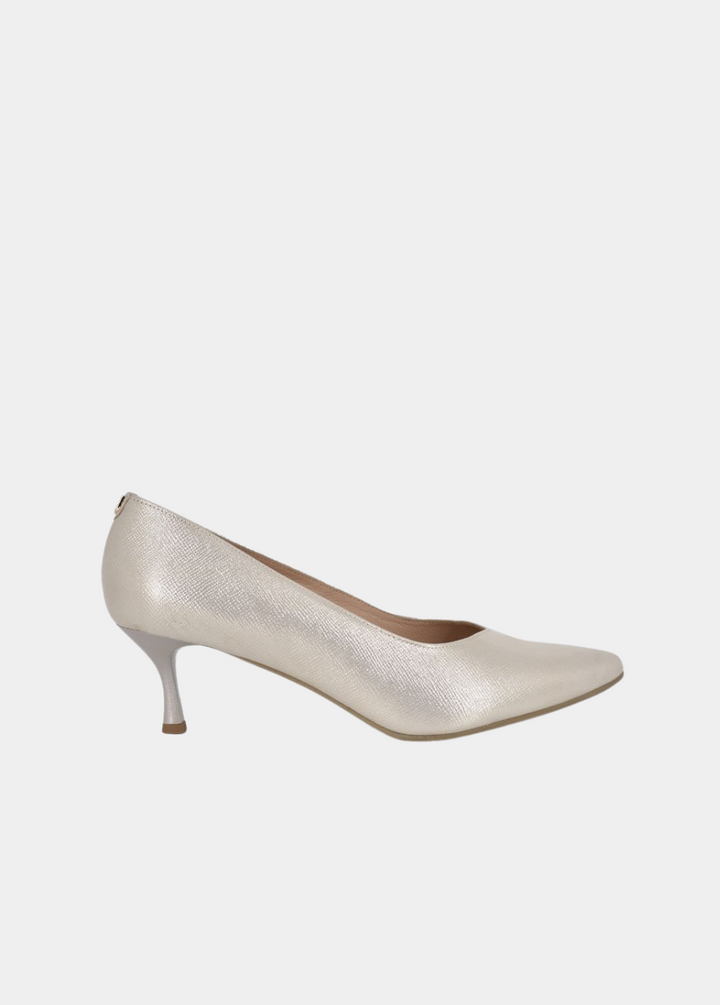 Bioeco Gold Shimmer Leather Stiletto Heels