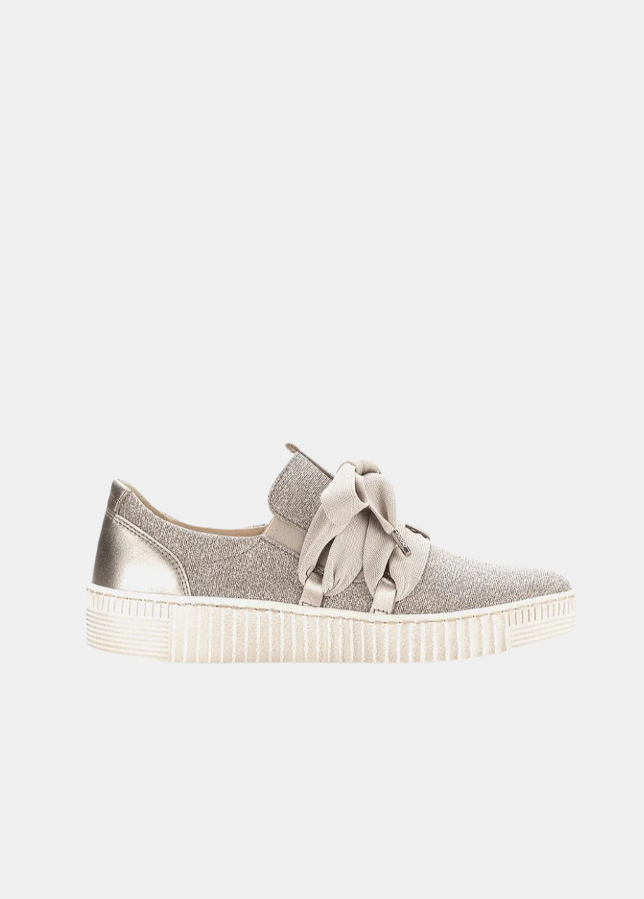 Gabor Glam Beige/Gold Slip On Trainers