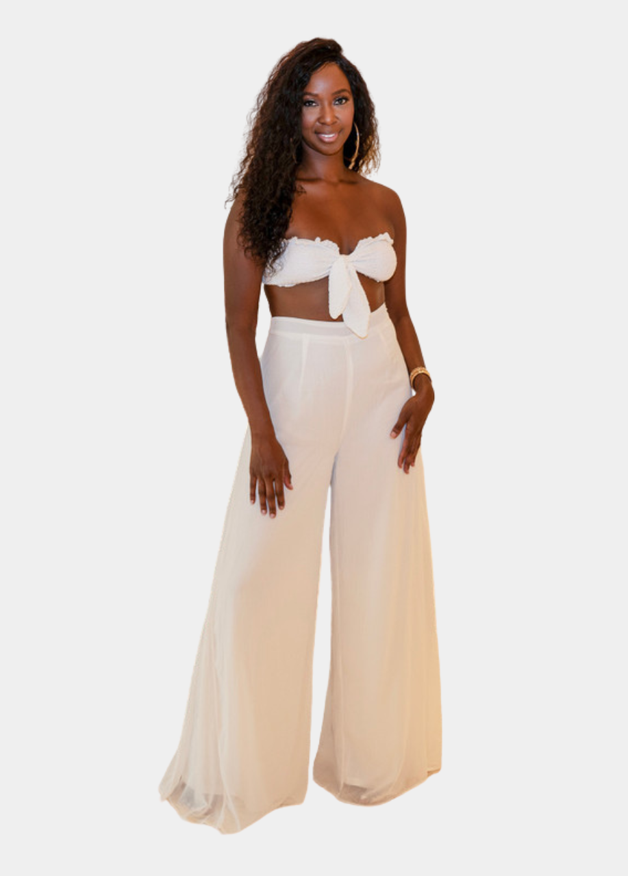 Alani Wide Leg Pants - White