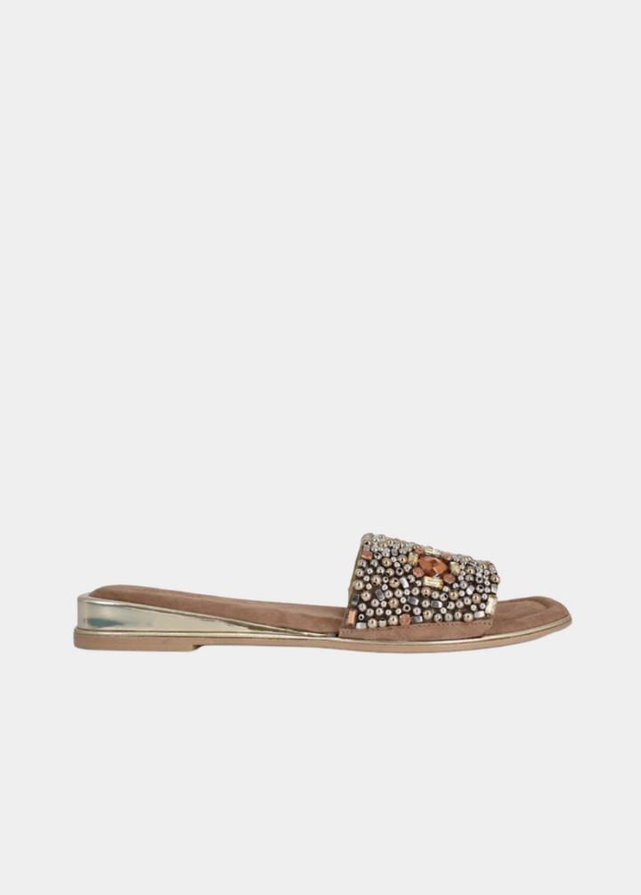 Bottega Embellished Slip On Sandal - Amber