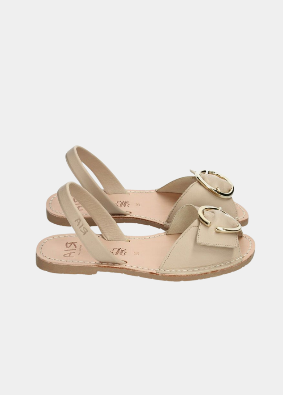 Ria Chic Beige Leather Sandals