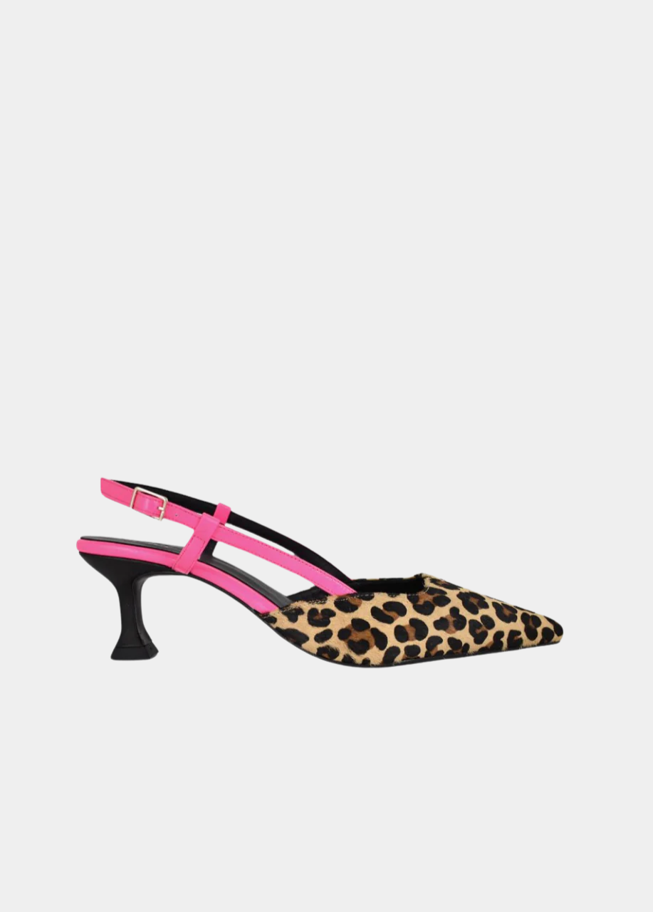 Dansi Gorgeous Leopard/Pink Slingback Heels