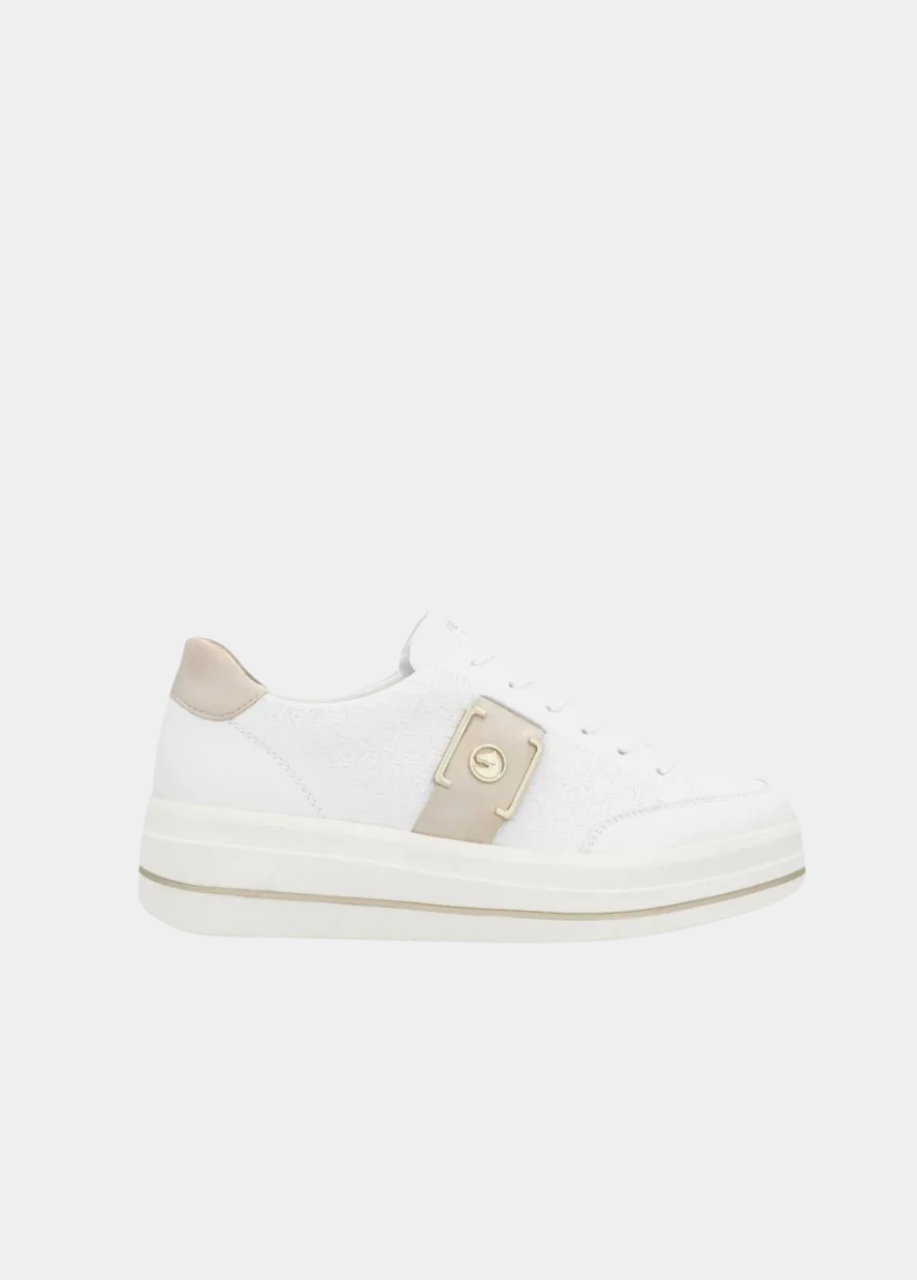 Remonte Stylish White/Gold Combi Trainers