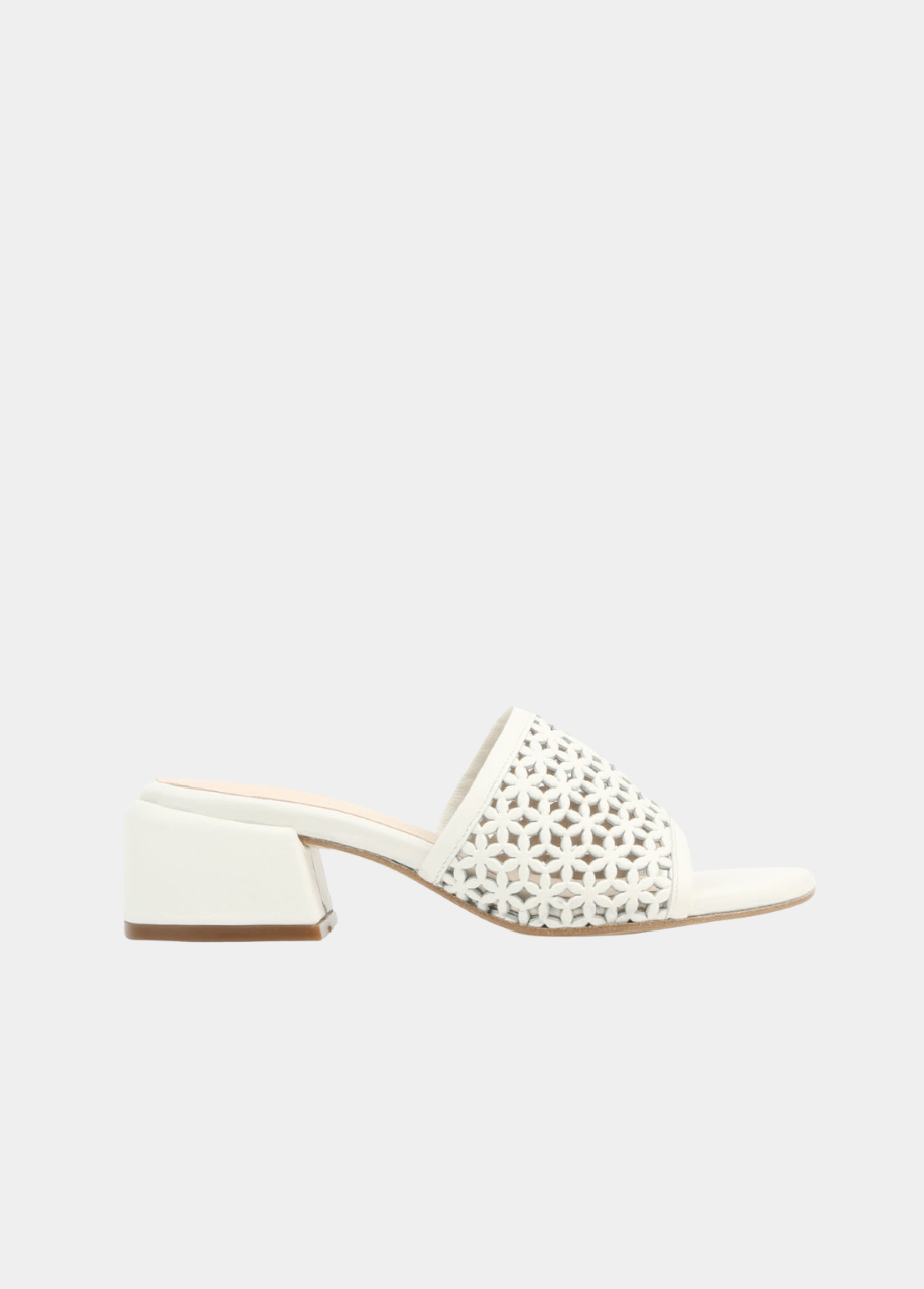 The Paloma Heeled Sandal - Perforated Panna Cotta