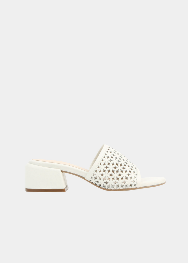 The Paloma Heeled Sandal - Perforated Panna Cotta