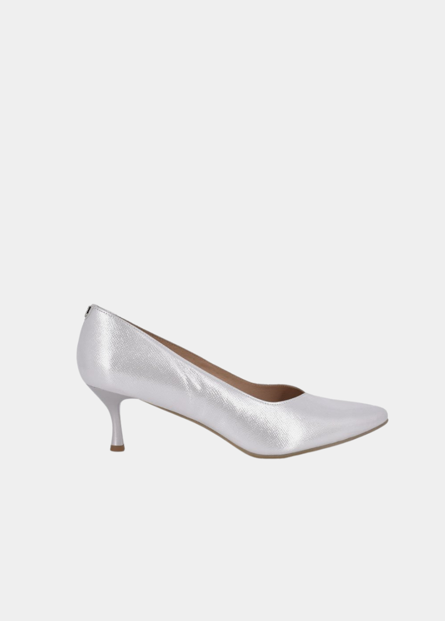 Bioeco Silver Shimmer Leather Stiletto Heels