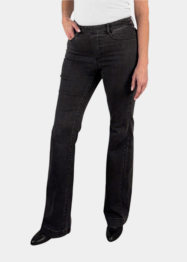 Audrey Wide Leg Jeans - Stone Black