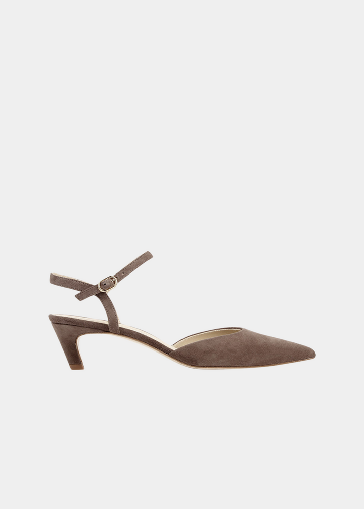 The Claire Kitten Heel Ash - Brown Suede