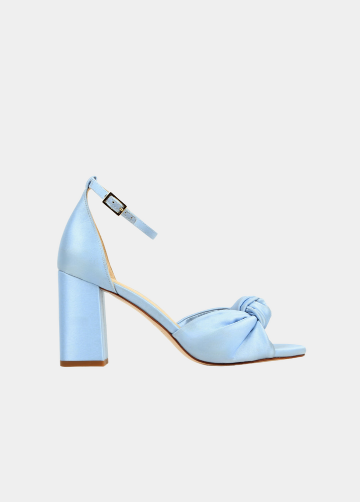 The Esther Heeled Sandal - Blue Satin