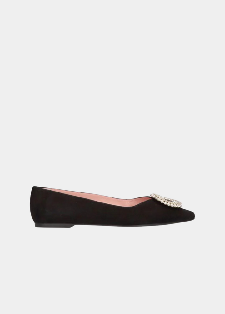 Pretty Ballerinas Plush Black Velvet Flats