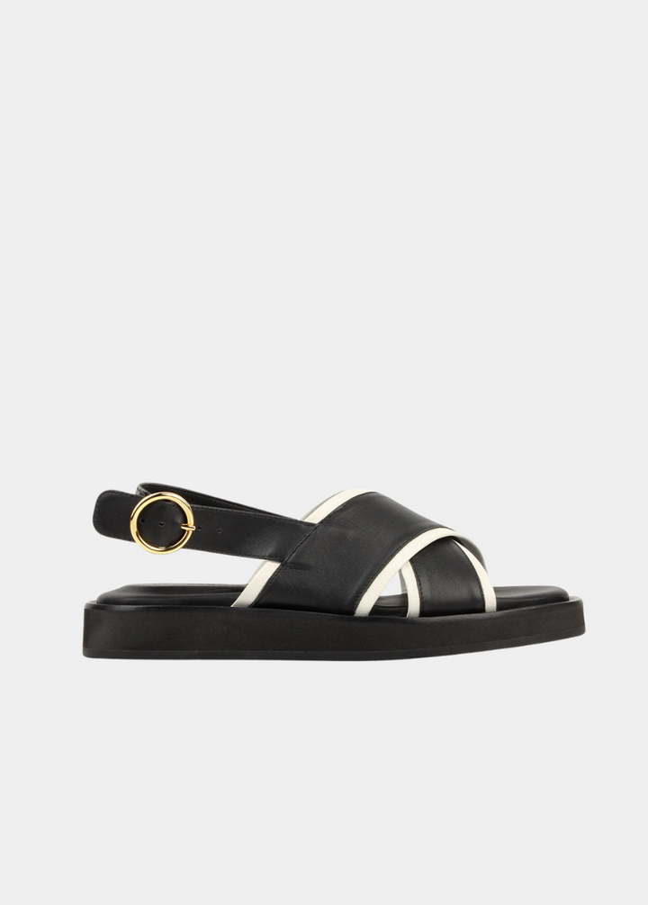 The Sunday Sandal - Black & Panna Cotta