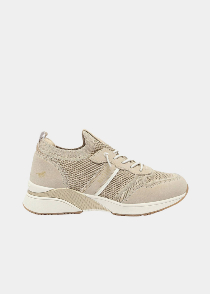 Mustang Sporty Beige Stretch Trainers