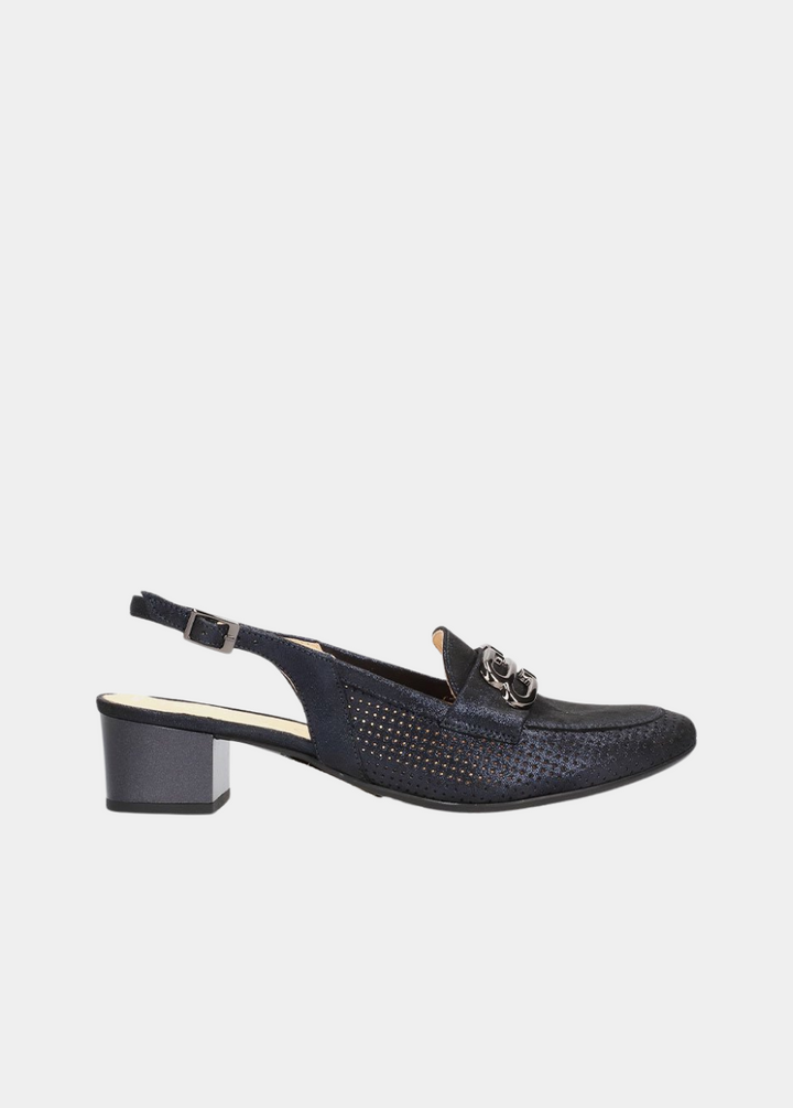 Bioeco Elegant Navy Shimmer Slingback Loafers