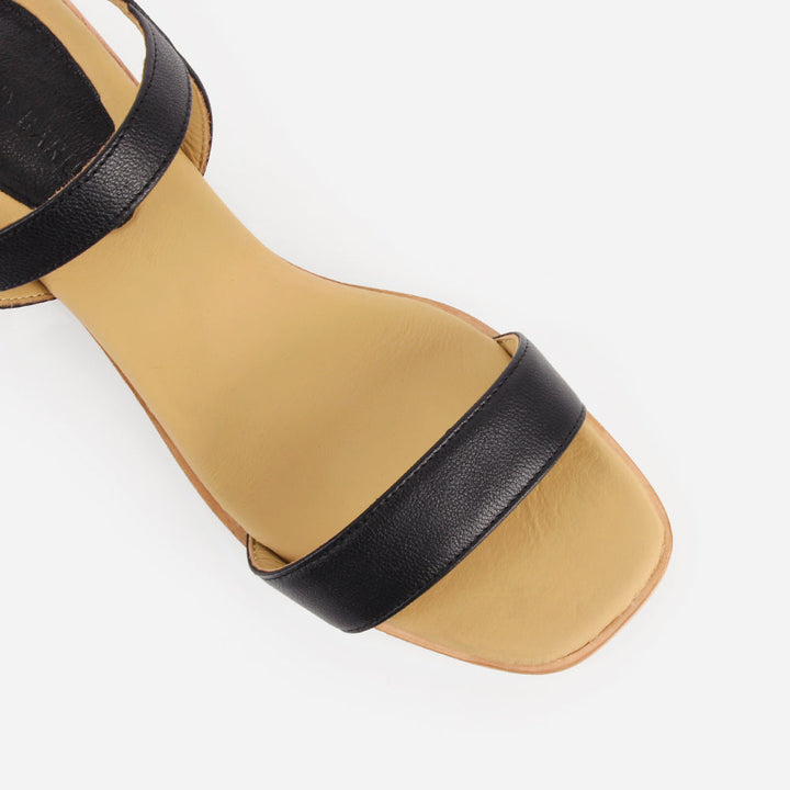 The Social Heeled Sandal - Black Micro Pebble