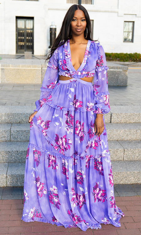 Floral Beauty Maxi Dress - Lavender