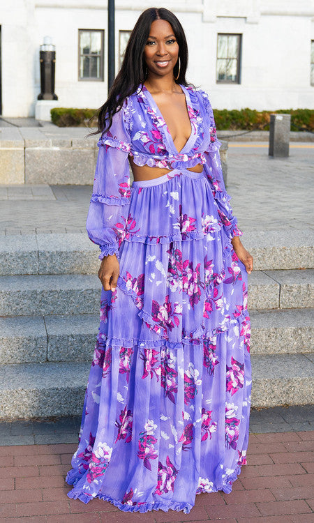Floral Beauty Maxi Dress - Lavender